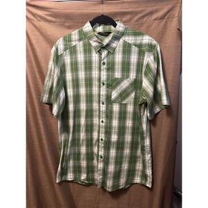 Arc’teryx Brohm Short Sleeve Button Shirt Mens Size Large Green Plaid Hiking
